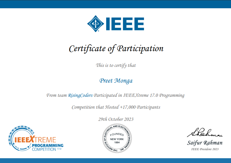IEEE Extreme Certificate